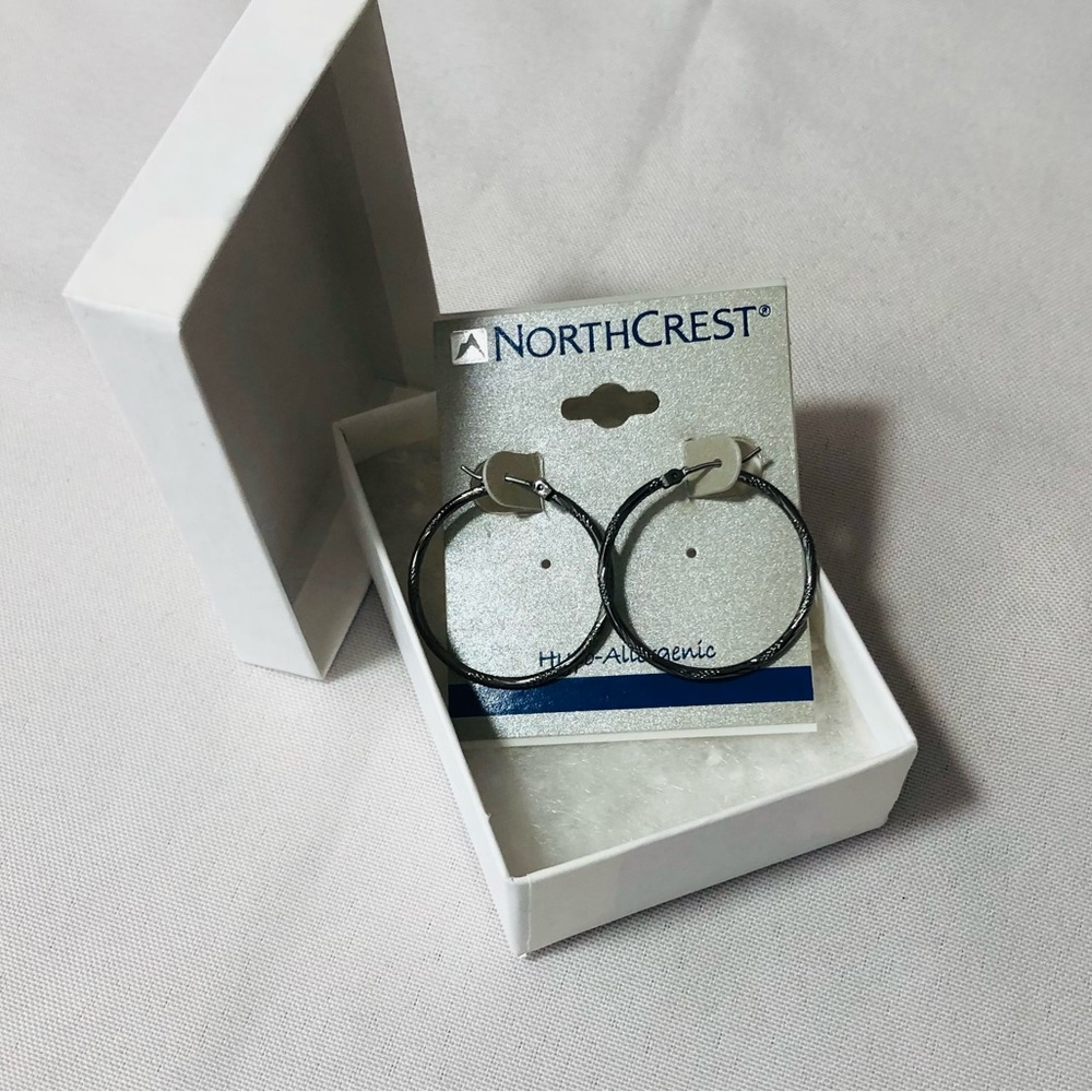 New Northcrest etched hoop earrings
